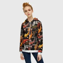 Женская толстовка 3D на молнии Карпы кои Японские - фото 2