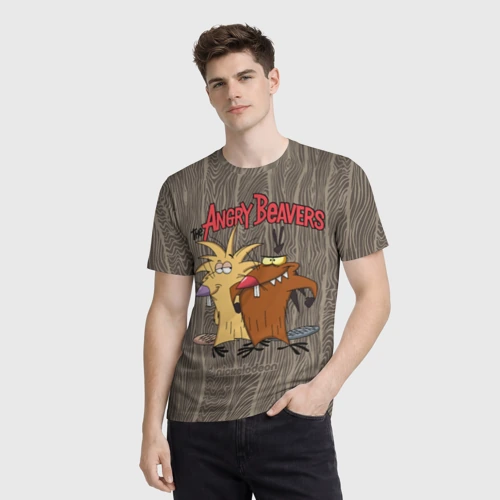 Мужская футболка 3D с принтом Даг и Норберт - крутые бобры, фото на моделе #1