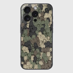 Чехол для iPhone 16 Pro силиконовый с защитой камеры Камуфляж из матрёшек