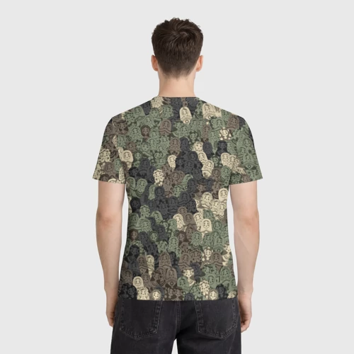 Мужская футболка 3D с принтом Камуфляж из матрёшек, вид сзади #2
