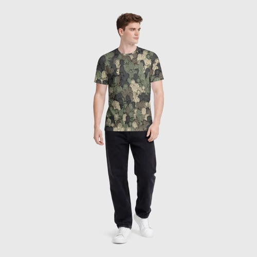 Мужская футболка 3D с принтом Камуфляж из матрёшек, вид сбоку #3