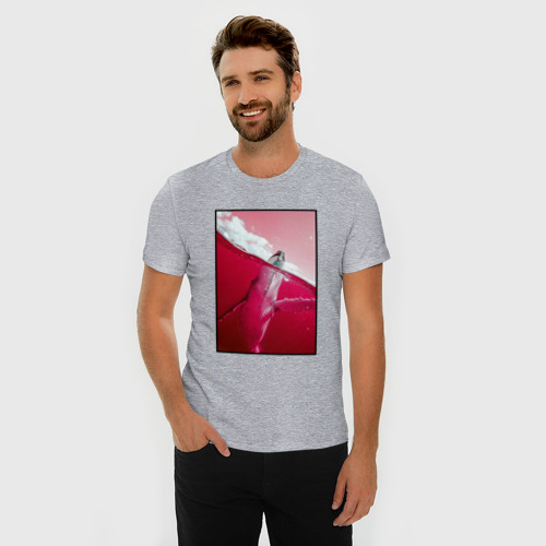 Мужская футболка хлопок Slim Кит, цвет меланж - фото 3
