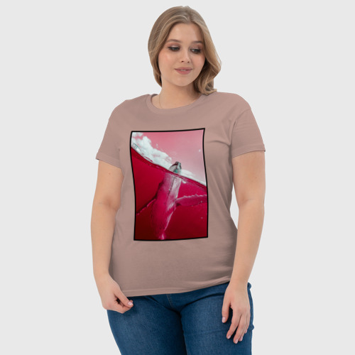 Женская футболка хлопок Кит, цвет пыльно-розовый - фото 6