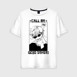 Женская футболка хлопок Oversize Call me Gojo sensei