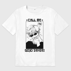 Женская футболка хлопок Oversize Call me Gojo sensei