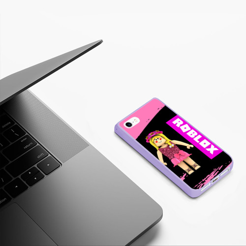 Чехол для iPhone 5/5S матовый Barbie Roblox Роблокс, цвет светло-сиреневый - фото 5