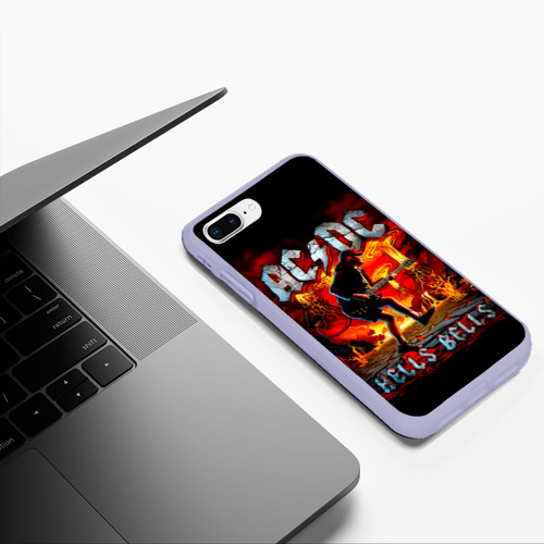 Чехол для iPhone 7Plus/8 Plus матовый ACDC hells bells, цвет светло-сиреневый - фото 5