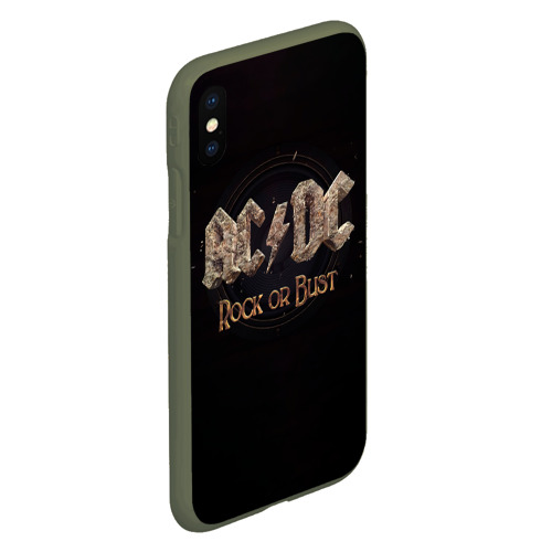 Чехол для iPhone XS Max матовый AC/DC Rock or Bust, цвет темно-зеленый - фото 3