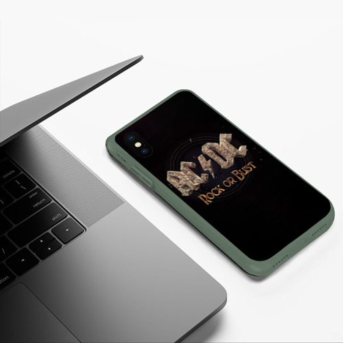 Чехол для iPhone XS Max матовый AC/DC Rock or Bust, цвет темно-зеленый - фото 5