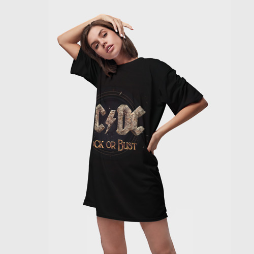 Платье-футболка 3D AC/DC Rock or Bust, цвет 3D печать - фото 3