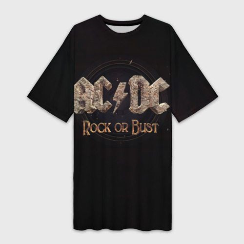 Платье-футболка 3D AC/DC Rock or Bust, цвет 3D печать