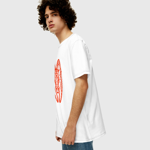 Мужская футболка хлопок Oversize с принтом Овен - Зодиак, вид сбоку #3