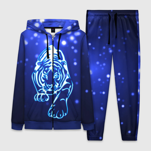 Женский костюм 3D Неоновый тигр, цвет синий