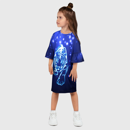 Детское платье 3D Неоновый тигр, цвет 3D печать - фото 3