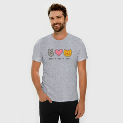 Мужская футболка хлопок Slim PEACE LOVE CATS (Z) - фото 2