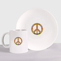 Набор: тарелка + кружка Peace and flowers