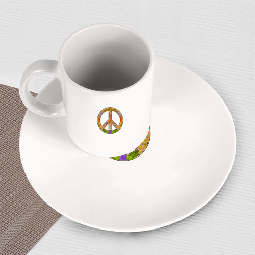 Набор: тарелка + кружка Peace and flowers - фото 3