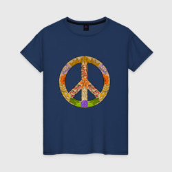 Женская футболка хлопок Peace and flowers