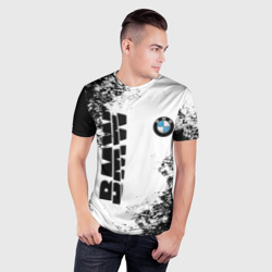 Мужская футболка 3D Slim BMW БМВ разрезанное лого - фото 2