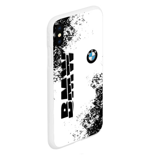 Чехол для iPhone XS Max матовый BMW БМВ разрезанное лого, цвет белый - фото 3