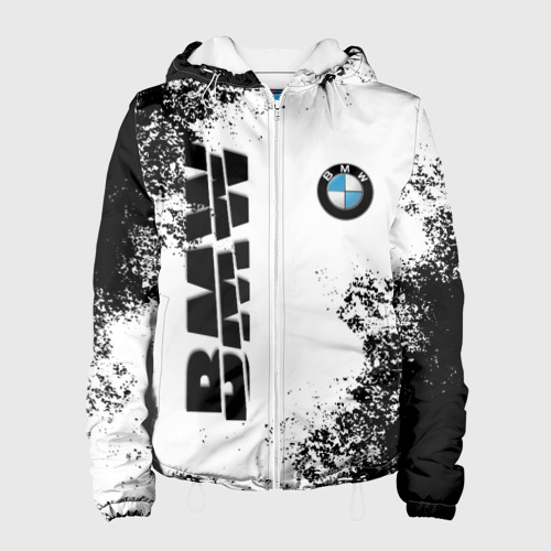 Женская куртка 3D BMW БМВ разрезанное лого, цвет белый