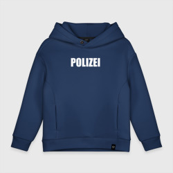 Детское худи Oversize хлопок Polizei Полиция Надпись Белая