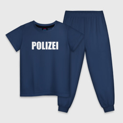 Детская пижама хлопок POLIZEI Полиция Надпись Белая