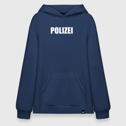 Худи SuperOversize хлопок Polizei Полиция Надпись Белая