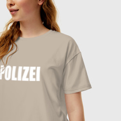 Женская футболка хлопок Oversize Polizei Полиция Надпись Белая - фото 2