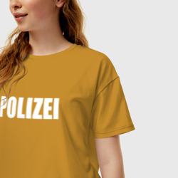 Женская футболка хлопок Oversize Polizei Полиция Надпись Белая - фото 2