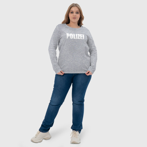 Женский лонгслив хлопок Polizei Полиция Надпись Белая, цвет меланж - фото 6