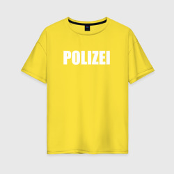 Женская футболка хлопок Oversize Polizei Полиция Надпись Белая