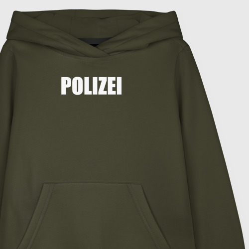 Детская толстовка хлопок Polizei Полиция Надпись Белая, цвет хаки - фото 3