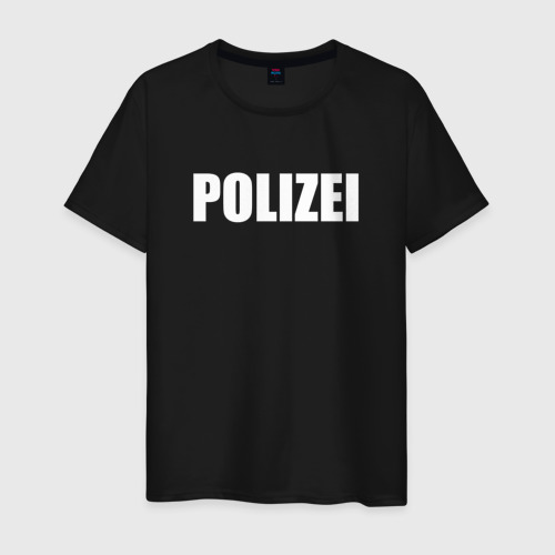 Мужская футболка хлопок Polizei Полиция Надпись Белая, цвет черный