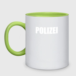 Кружка двухцветная Polizei Полиция Надпись Белая
