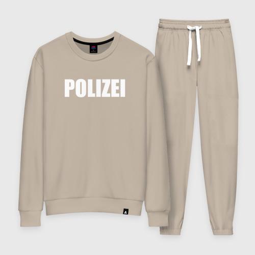 Женский костюм хлопок Polizei Полиция Надпись Белая, цвет миндальный