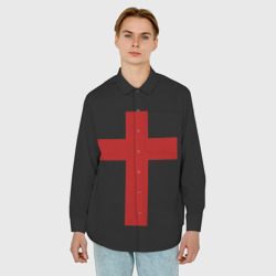 Мужская рубашка oversize 3D Красный Крест - фото 2