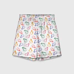 Детские спортивные шорты 3D Linux Ядро Пингвин паттерн