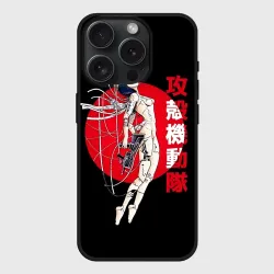 Чехол силиконовый для Apple iPhone 15 Pro матовый Призрак в доспехах подключение кабелями