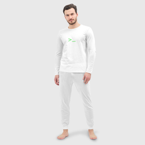 Мужская пижама с лонгсливом хлопок Command Prompt, цвет белый - фото 3
