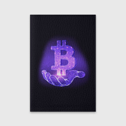 Обложка для паспорта матовая кожа Bitcoin IN hand биткоин