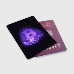 Обложка для паспорта матовая кожа Bitcoin IN hand биткоин - фото 2