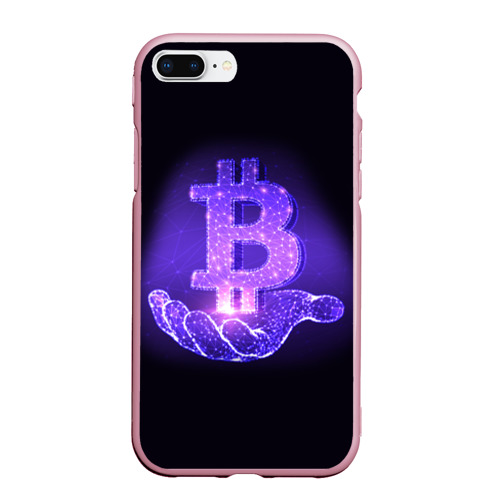 Чехол для iPhone 7Plus/8 Plus матовый Bitcoin IN hand биткоин, цвет розовый