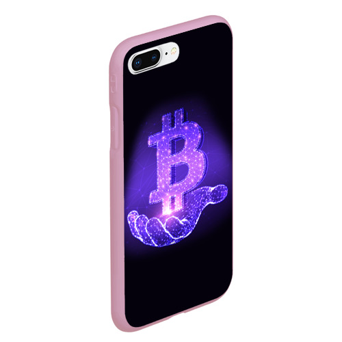 Чехол для iPhone 7Plus/8 Plus матовый Bitcoin IN hand биткоин, цвет розовый - фото 3