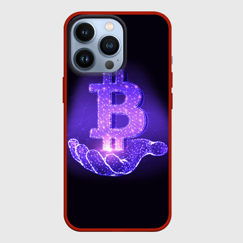 Чехол для iPhone 13 Pro Bitcoin IN hand биткоин, цвет красный