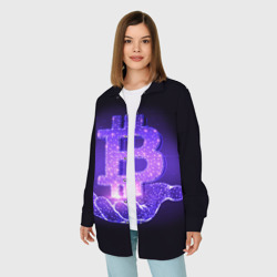 Женская рубашка oversize 3D Bitcoin IN hand биткоин - фото 2