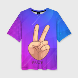Женская футболка oversize 3D Всем мир peace