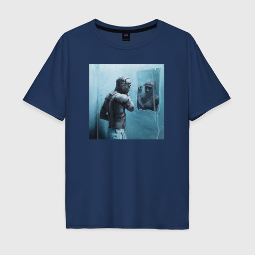 Мужская футболка хлопок Oversize Хошхоног, цвет темно-синий