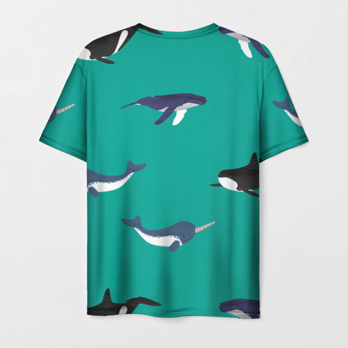 Мужская футболка 3D Нарвал, киты, касатка паттерн, цвет 3D печать - фото 2