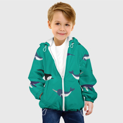 Детская куртка 3D Нарвал, киты, касатка паттерн - фото 2